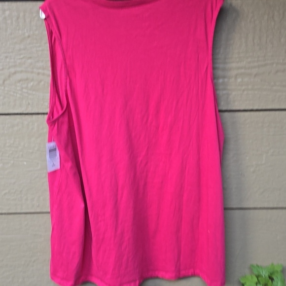 Torah Vintage Cotton Jersey High Neck Tank Red Bud Rose Pink 2x NEW - Picture 8 of 9